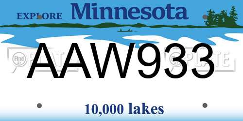 AAW933 Minnesota License Plate