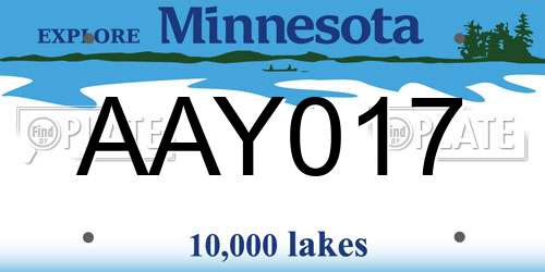 AAY017 Minnesota License Plate