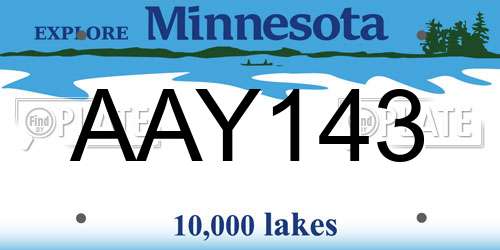 AAY143 Minnesota License Plate