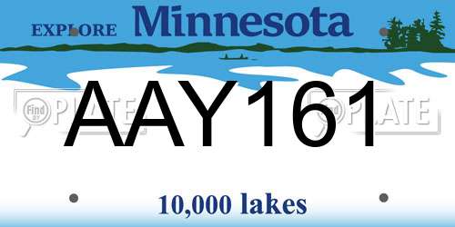 AAY161 Minnesota License Plate