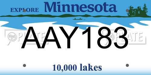 AAY183 Minnesota License Plate