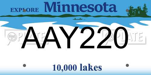 AAY220 Minnesota License Plate