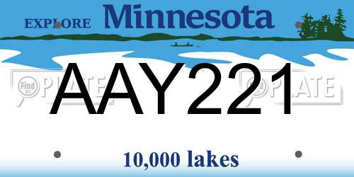 AAY221 Minnesota License Plate