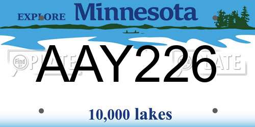 AAY226 Minnesota License Plate