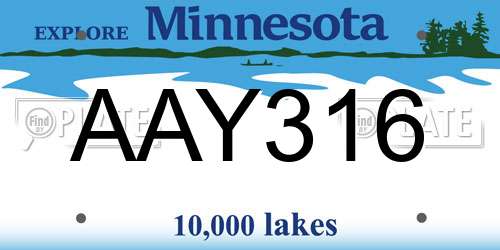 AAY316 Minnesota License Plate