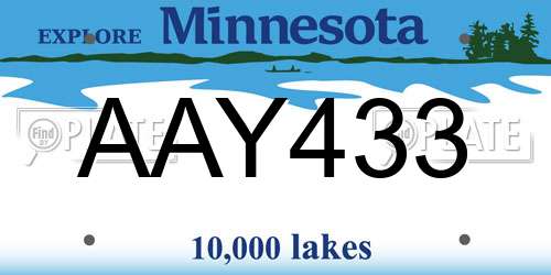 AAY433 Minnesota License Plate
