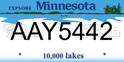AAY5442 Minnesota License Plate