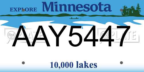 AAY5447 Minnesota License Plate
