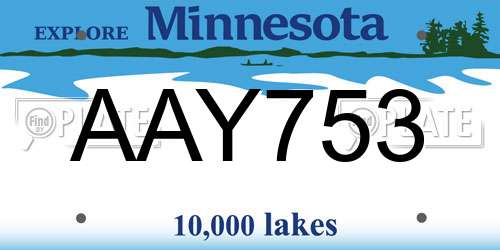 AAY753 Minnesota License Plate