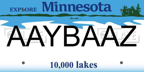 AAYBAAZ Minnesota License Plate