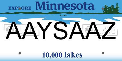 AAYSAAZ Minnesota License Plate