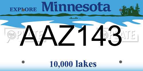 AAZ143 Minnesota License Plate