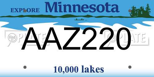 AAZ220 Minnesota License Plate