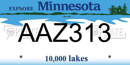 AAZ313 Minnesota License Plate