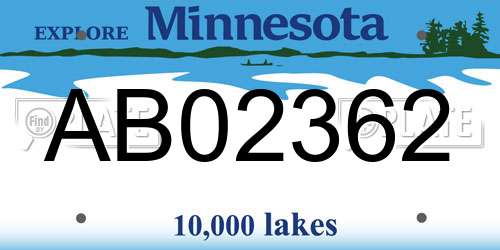 AB02362 Minnesota License Plate