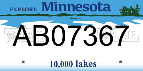 AB07367 Minnesota License Plate