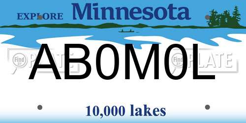 AB0M0L Minnesota License Plate