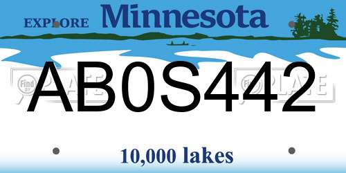AB0S442 Minnesota License Plate