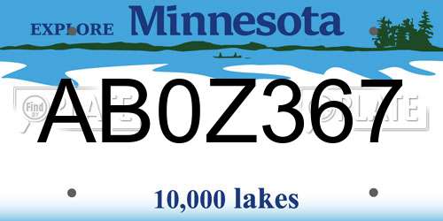 AB0Z367 Minnesota License Plate