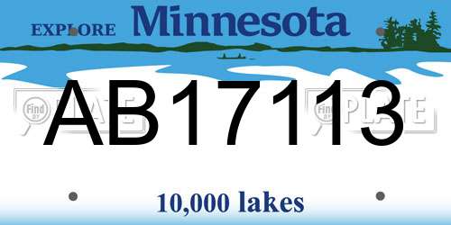 AB17113 Minnesota License Plate