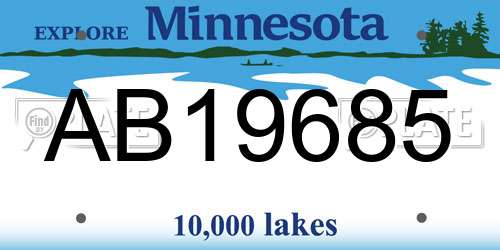 AB19685 Minnesota License Plate