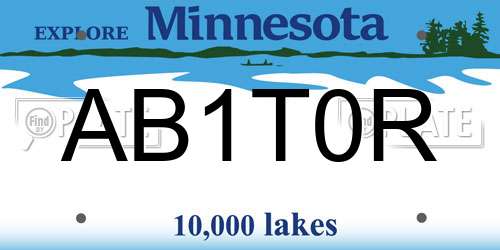 AB1T0R Minnesota License Plate