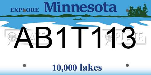 AB1T113 Minnesota License Plate