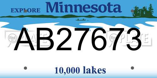 AB27673 Minnesota License Plate