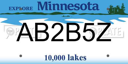 AB2B5Z Minnesota License Plate