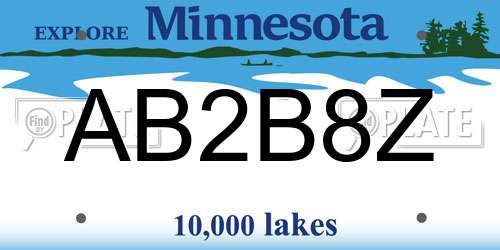 AB2B8Z Minnesota License Plate