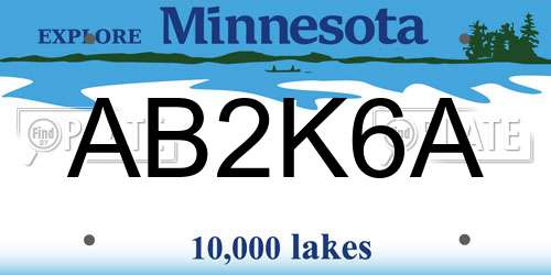 AB2K6A Minnesota License Plate