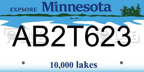 AB2T623 Minnesota License Plate