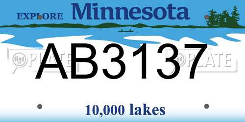 AB3137 Minnesota License Plate