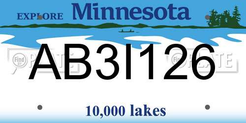 AB3I126 Minnesota License Plate