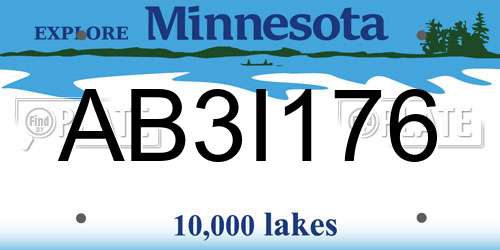 AB3I176 Minnesota License Plate