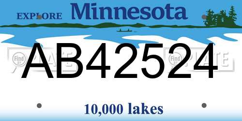 AB42524 Minnesota License Plate