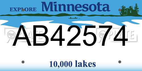 AB42574 Minnesota License Plate