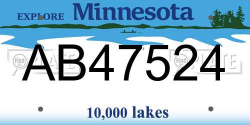 AB47524 Minnesota License Plate