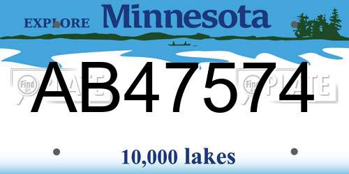 AB47574 Minnesota License Plate