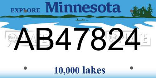 AB47824 Minnesota License Plate