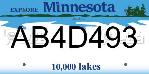 AB4D493 Minnesota License Plate