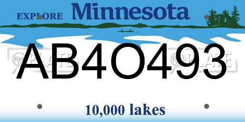 AB4O493 Minnesota License Plate