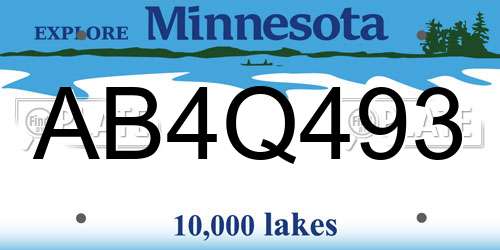 AB4Q493 Minnesota License Plate