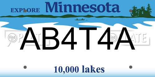 AB4T4A Minnesota License Plate