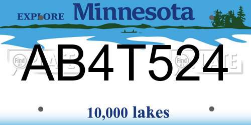 AB4T524 Minnesota License Plate