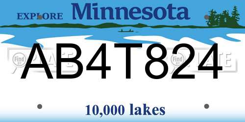 AB4T824 Minnesota License Plate