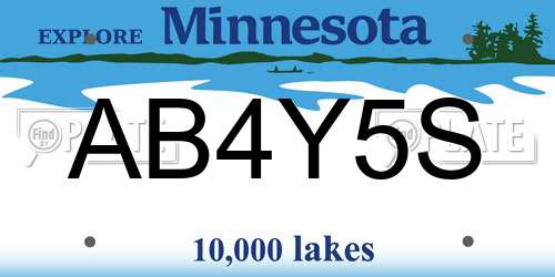 AB4Y5S Minnesota License Plate