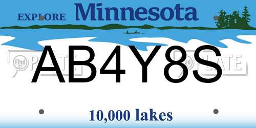 AB4Y8S Minnesota License Plate