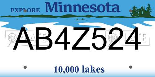 AB4Z524 Minnesota License Plate