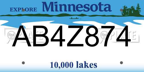 AB4Z874 Minnesota License Plate